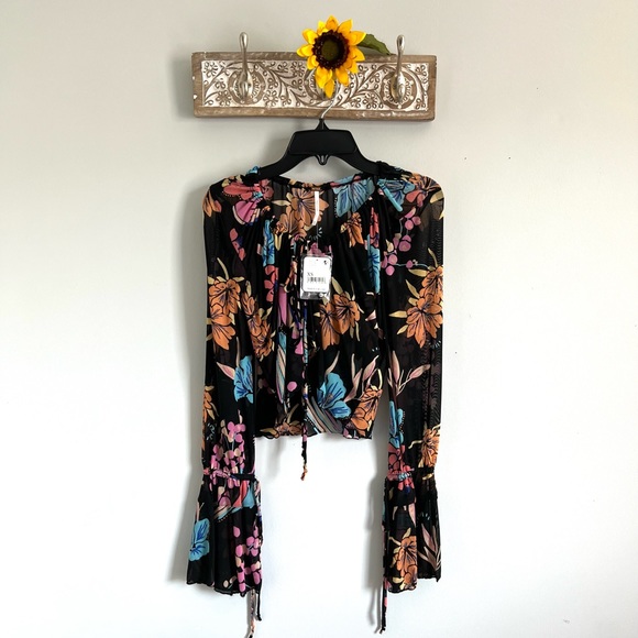 FREE PEOPLE WOMEN’S OF PARADISE TOP BLACK COMBO-SIZE X-SMALL - Picture 12 of 16